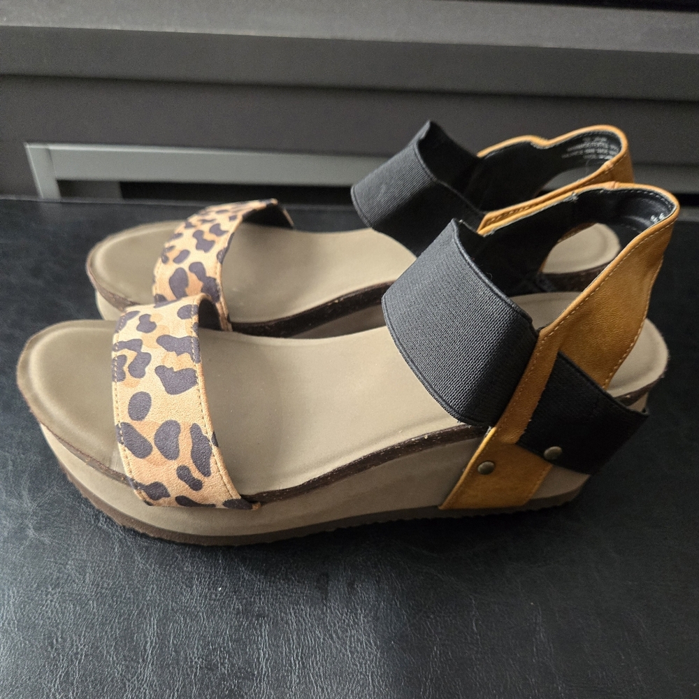 Leopard Print and Black Women's Sandals